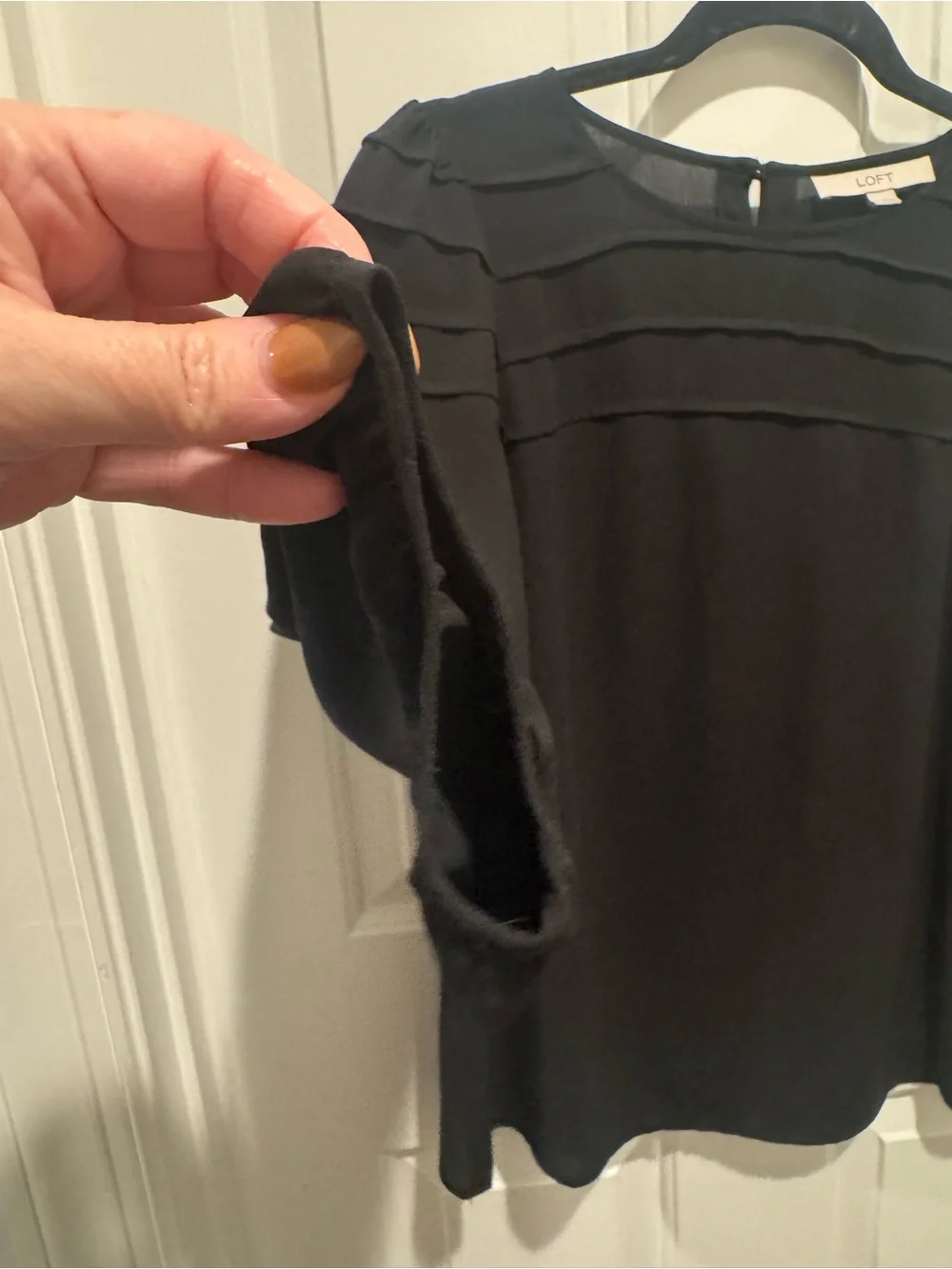 LOFT Black Paneled Yoke Blouse Size XS